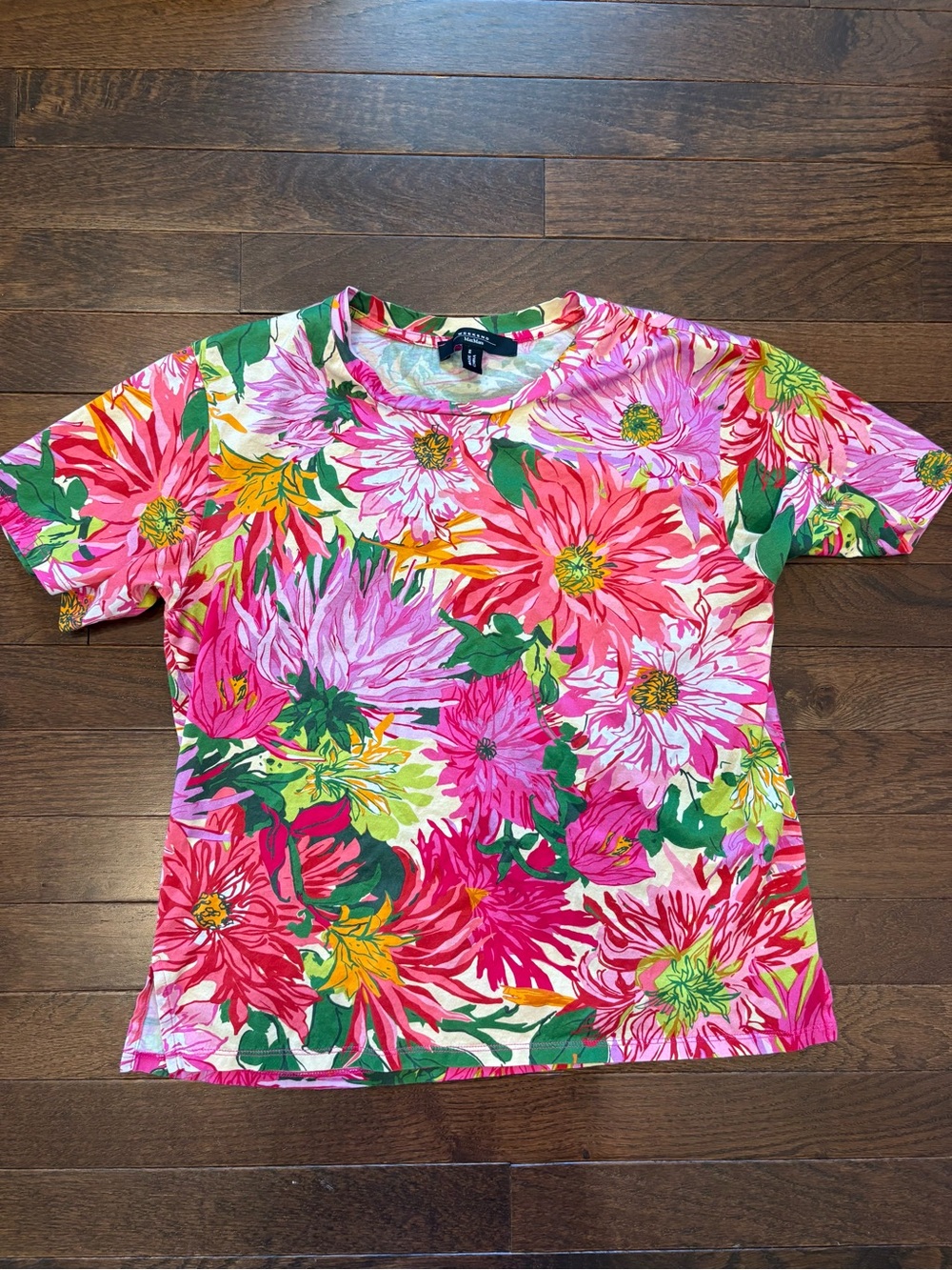 Weekend Max Mara Scoglio Floral Print Jersey T-Shirt Pink Green Small XS